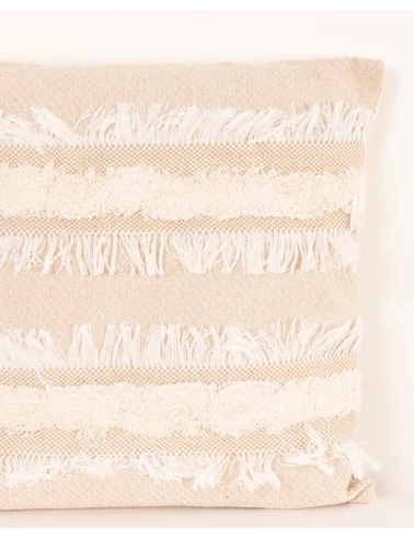 Coussin beige franges
