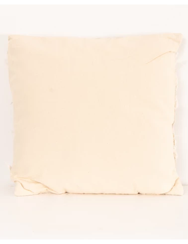 Coussin beige franges