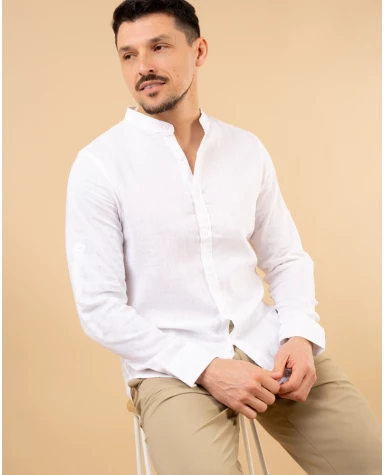 Chemise col mão lin