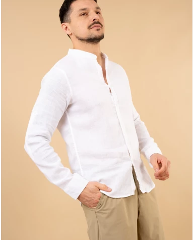 Chemise col mão lin