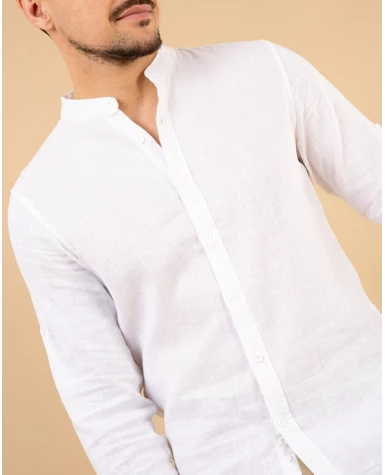Chemise col mão lin