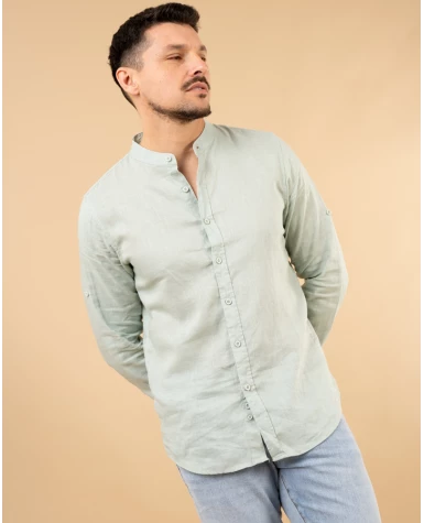 Chemise col mão lin