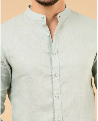 Chemise col mão lin