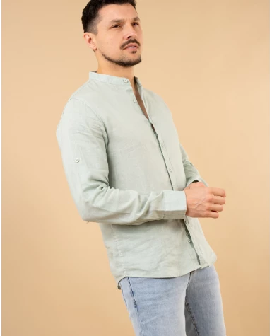 Chemise col mão lin