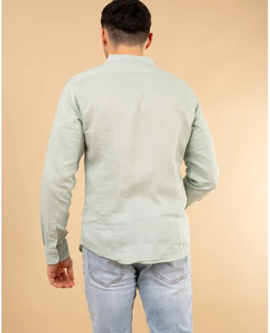 Chemise col mão lin