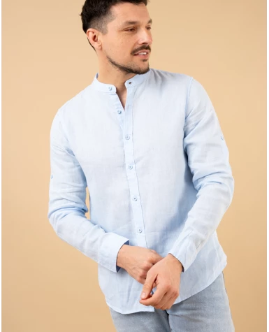 Chemise col mão lin
