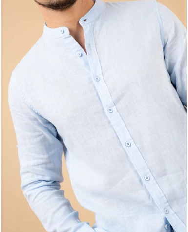 Chemise col mão lin
