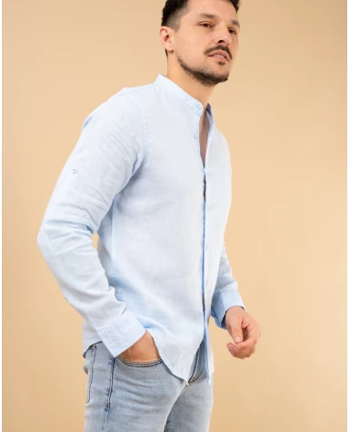 Chemise col mão lin