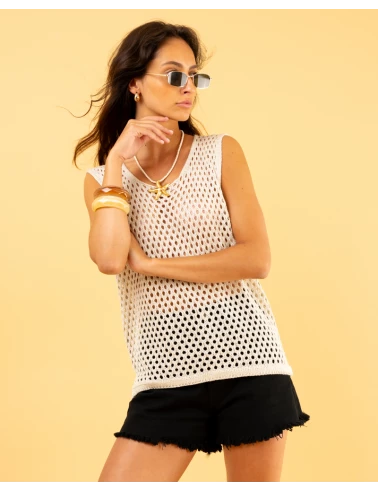 Débardeur ajouré lurex