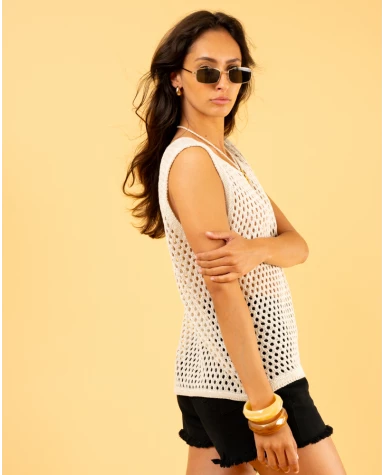 Débardeur ajouré lurex
