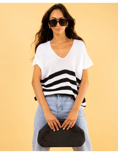 Top rayé lurex