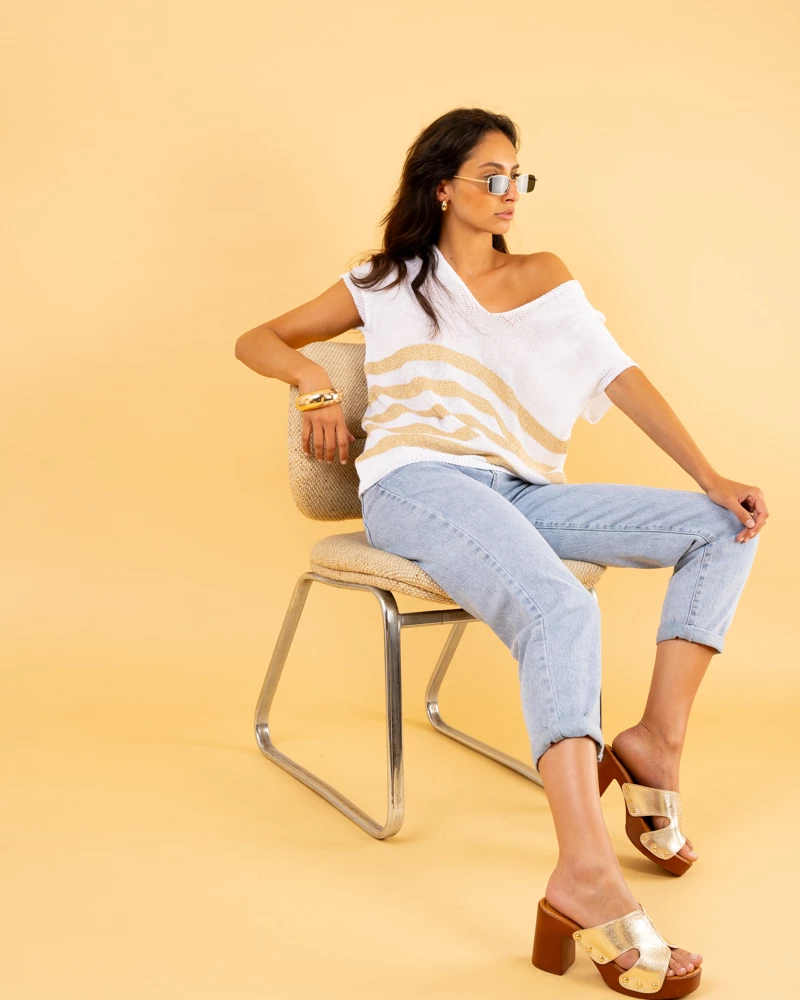 Top rayé lurex