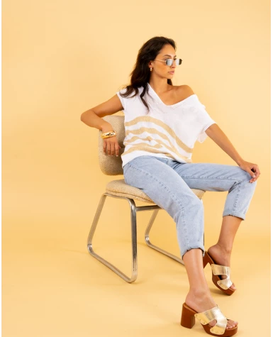 Top rayé lurex