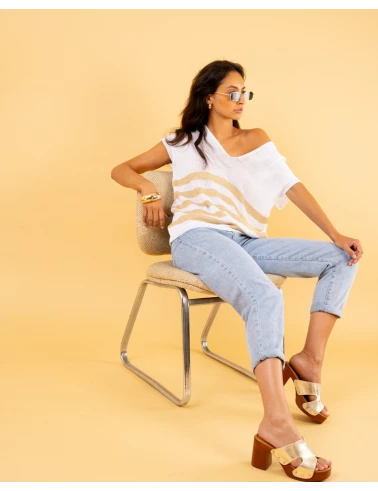 Top rayé lurex