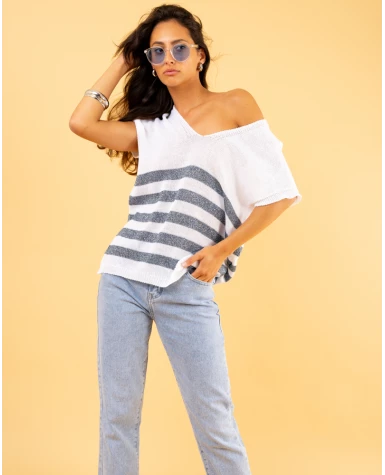 Top rayé lurex