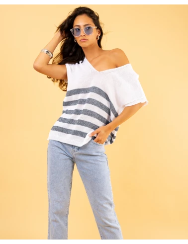 Top rayé lurex