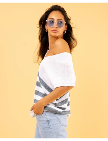 Top rayé lurex