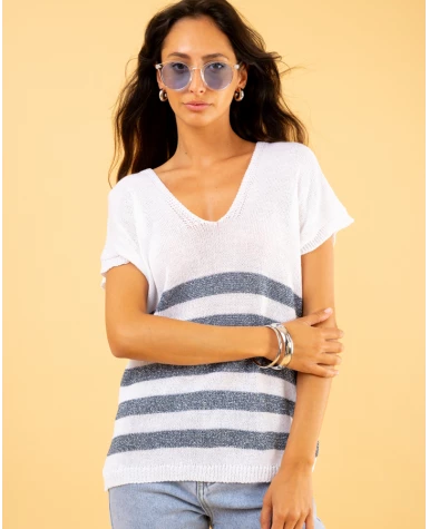 Top rayé lurex