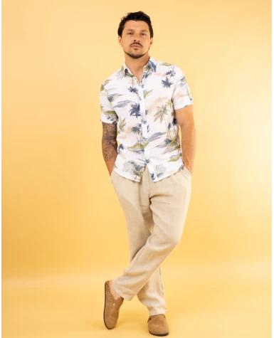 Chemise palmiers lin