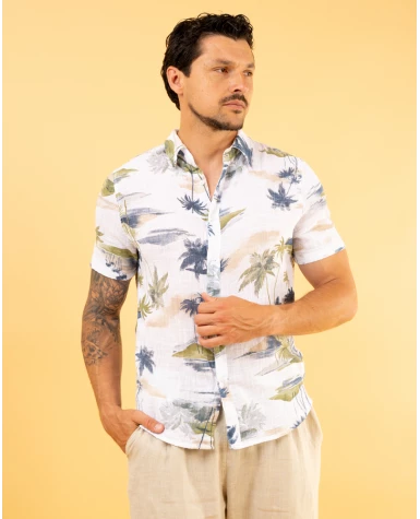 Chemise palmiers lin