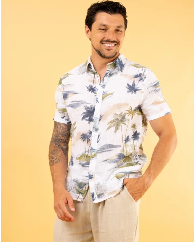 Chemise palmiers lin