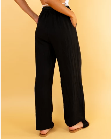 Pantalon ceinture brodée
