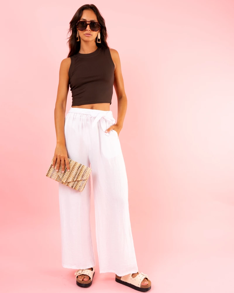 Pantalon ceinture brodée