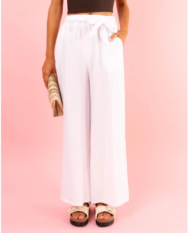 Pantalon ceinture brodée