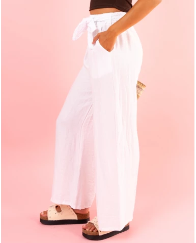 Pantalon ceinture brodée