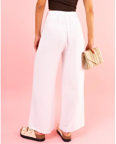 Pantalon ceinture brodée