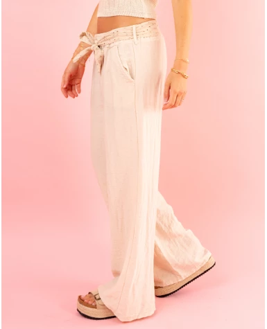 Pantalon ceinture brodée