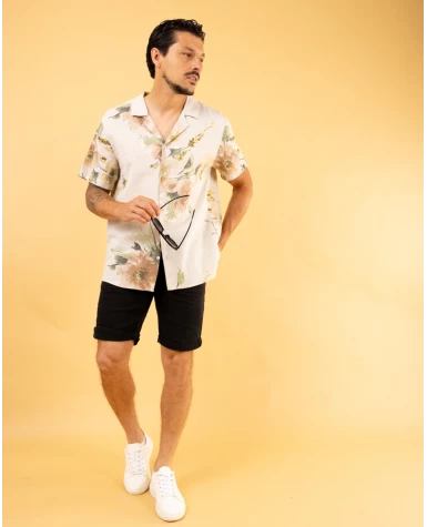 Chemise lin fleurs