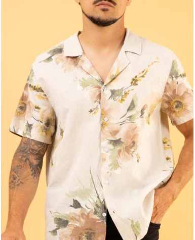 Chemise lin fleurs
