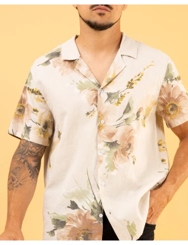 Chemise lin fleurs