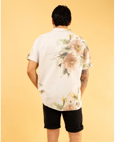 Chemise lin fleurs