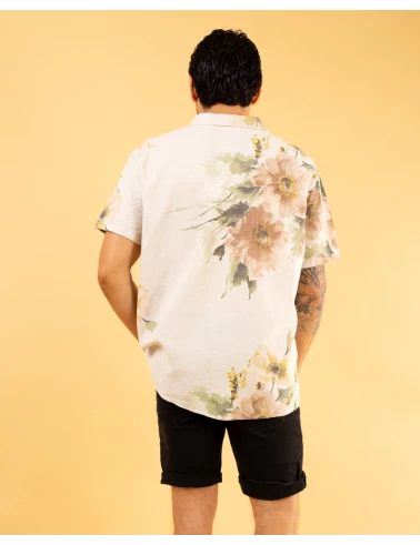 Chemise lin fleurs