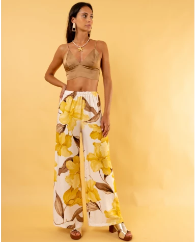Pantalon imprimé jaune