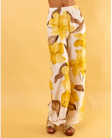 Pantalon imprimé jaune