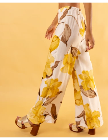 Pantalon imprimé jaune