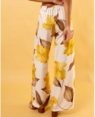 Pantalon imprimé jaune