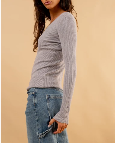 Pull strie boutons