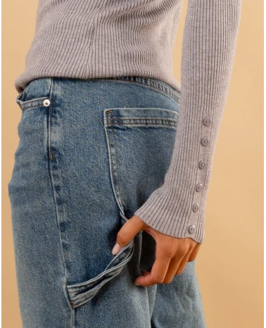 Pull strie boutons