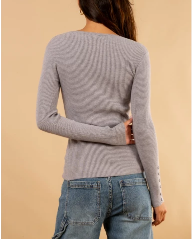 Pull strie boutons