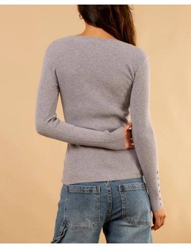 Pull strie boutons