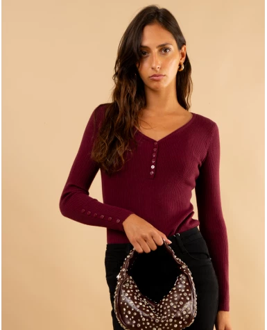 Pull strie boutons