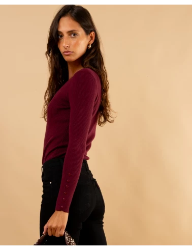 Pull strie boutons