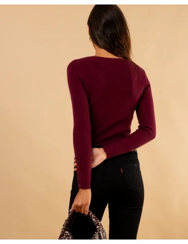 Pull strie boutons
