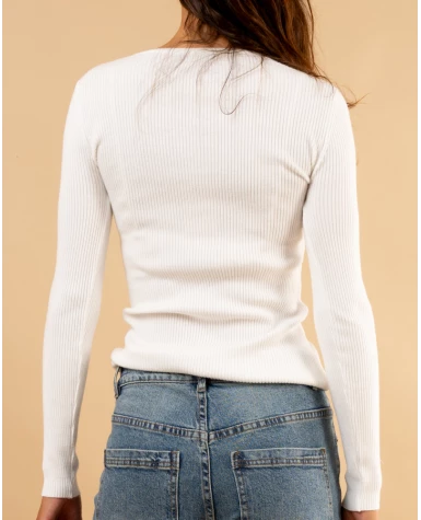 Pull strie boutons