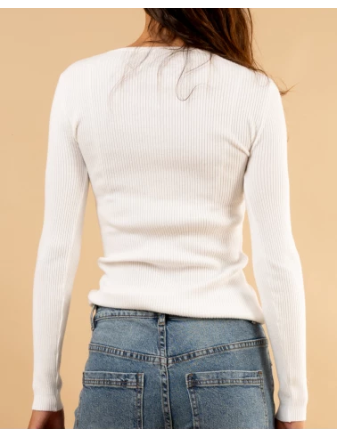 Pull strie boutons