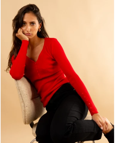 Pull strie boutons